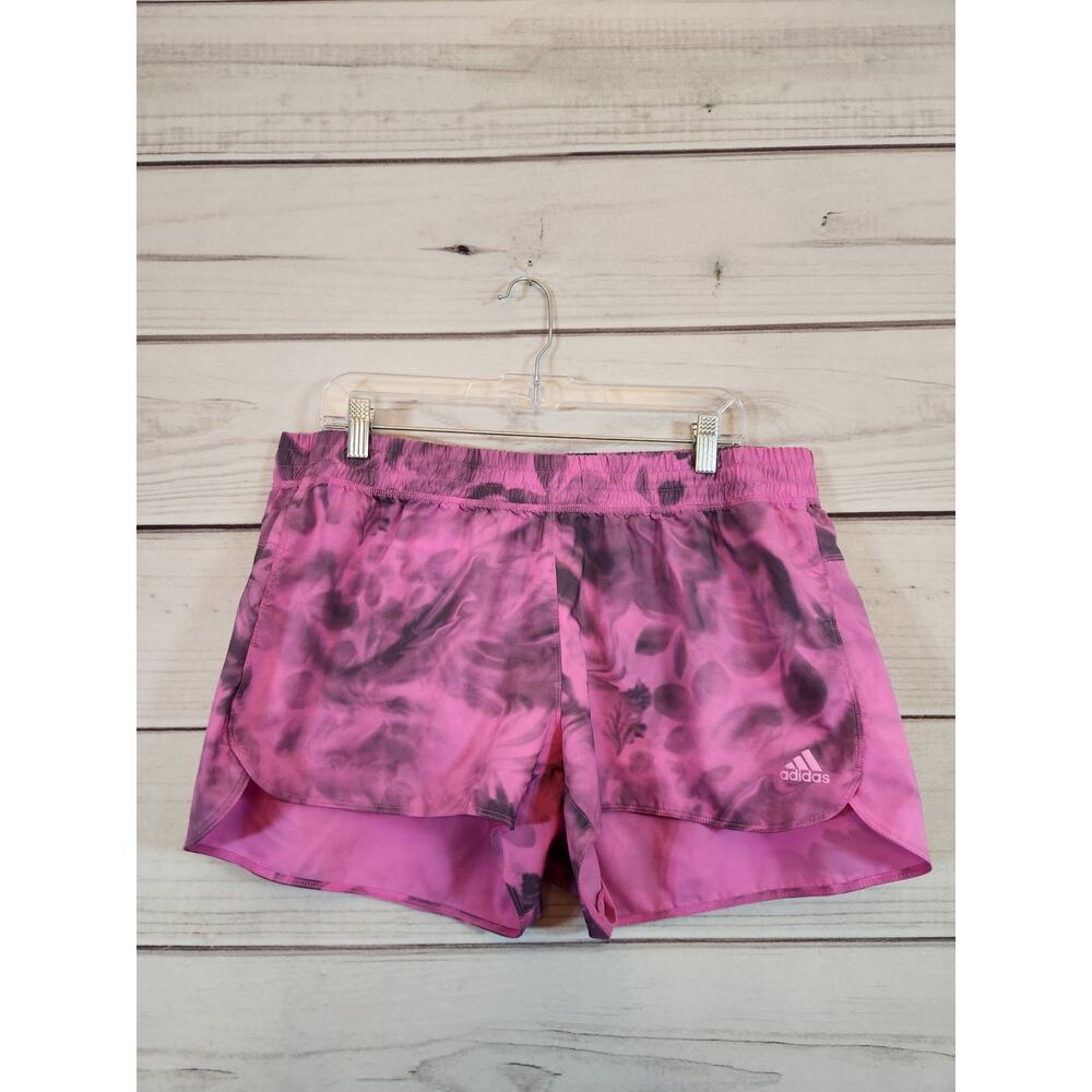Adidas Women's Pink Tie Dye Elastic Waist High Rise Athletic Shorts Size XL